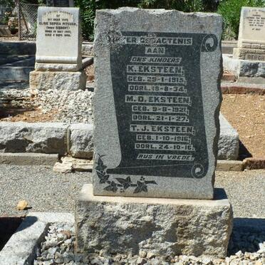 EKSTEEN K. 1915-1934 :: EKSTEEN T.J. 1916-1916 :: EKSTEEN M.D. 1921-1927 