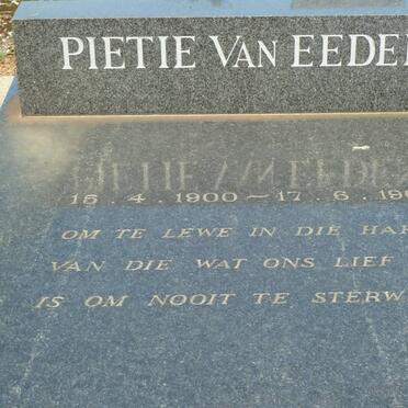 EEDEN Pietie, van 1900-1968