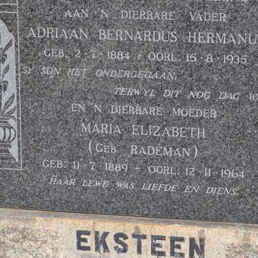 EKSTEEN Adriaan Bernadus Hermanus 1884-1935 &amp; Maria Elizabeth RADEMAN 1889-1964