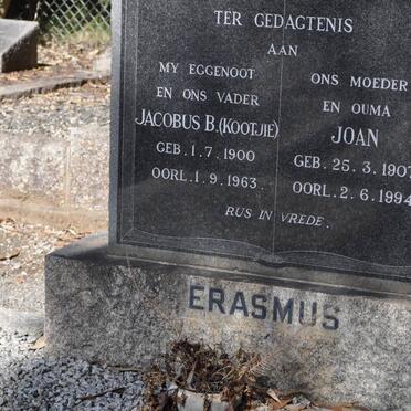 ERASMUS Jacobus 1900-1963 &amp; Joan 1907-1994