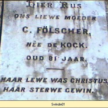 FÖLSCHER C. nee DE KOCK