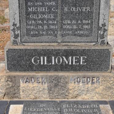 GILIOMEE Michiel C. 1874-1954 &amp; H. OLIVIER 1884-1961 :: STEYN Petrus J. 1896-1944 :: OLIVIER Elizabeth D.H. nee GANZ 1891-19