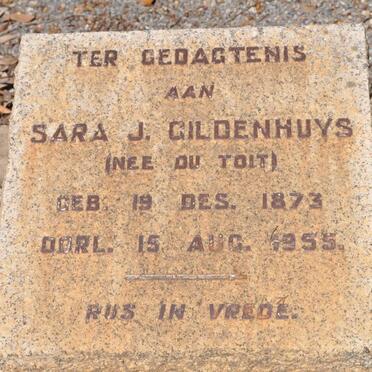 GILDENHUYS Sara J. nee DU TOIT 1873-1955
