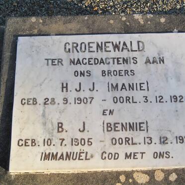 GROENEWALD H.J.J. 1907-1928 :: GROENEWALD  B.J. 1905-1928
