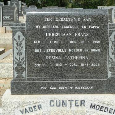GUNTER Christiaan Frans 1909-1968 &amp; Rosina Catherina 1913-2008