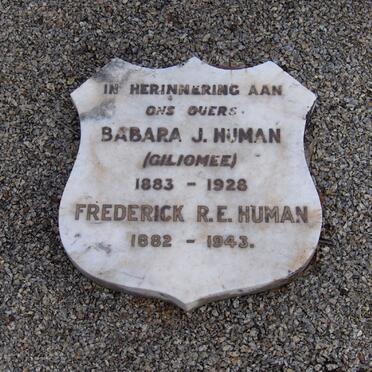 HUMAN Frederick R.E. 1882-1943 &amp; Babara J. GILIOMEE 1883-1928