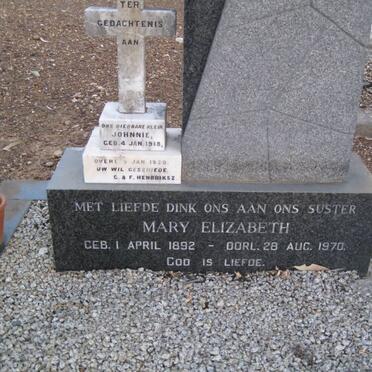 HENDRIKSZ Mary Elizabeth 1892-1970 :: HENDRIKSZ Johnnie 1918-1920