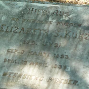 KUNZ Elizabeth S. nee UYS 1853-1938
