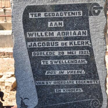 KLERK Willem Adriaan Jacobus, de -1921