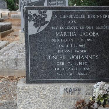 KAPP Joseph Johannes 1890-1972 &amp; Martha Jacoba DIXON 1896-1966