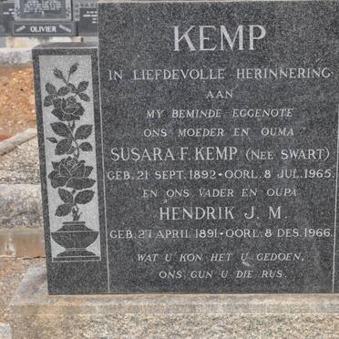 KEMP Hendrik J.M. 1891-1966 &amp; Susara F. SWART 1892-1965