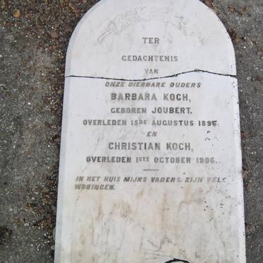 KOCH Christian -1906 &amp; Barbara JOUBERT -1896