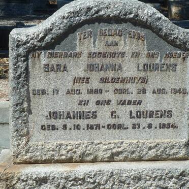 LOURENS Johannes G. 1871-1954 &amp; Sara Johanna GILDENHUYS 1880-1945