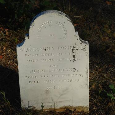 LOMBARD Wilhelmina 1892-1898 :: LOMBARD John 1897-1898