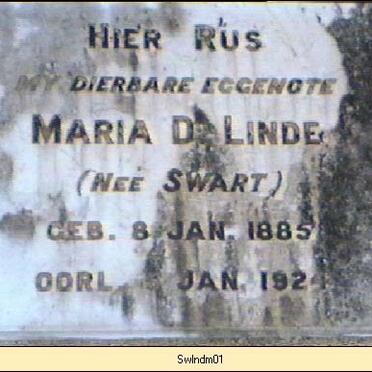 LINDE Maria D. nee SWART 1885-1924
