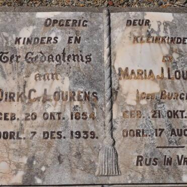 LOURENS Dirk C. 1854-1939 &amp; Maria J. BURGER 1854-1937