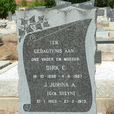 LINDE Dirk C. 1896-1967 &amp; J. Jurina A. STEYN 1903-1973