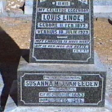 LINDE Louis 1879-1929 &amp; Susanna M.J. formerly VAN EEDEN nee VAN ZYL 1883-1966