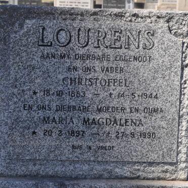 LOURENS Christoffel 1883-1944 &amp; Maria Magdalena 1897-1990