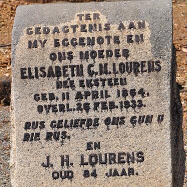 LOURENS J.H. &amp; Elisabeth C.M. EKSTEEN 1864-1933