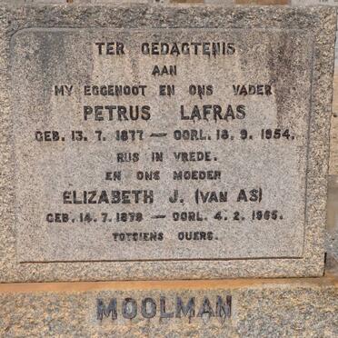 MOOLMAN Petrus Lafras 1877-1954 &amp; Elizabeth J. VAN AS 1879-1965