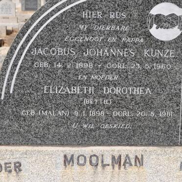 MOOLMAN Jacobus Johannes Kunze 1898-1960 &amp; Elizabeth Dorothea MALAN 1898-1981