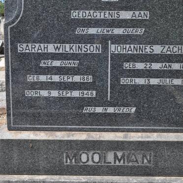 MOOLMAN Johannes Zacharias 1860-1946 &amp; Sarah Wilkinson DUNN 1861-1946