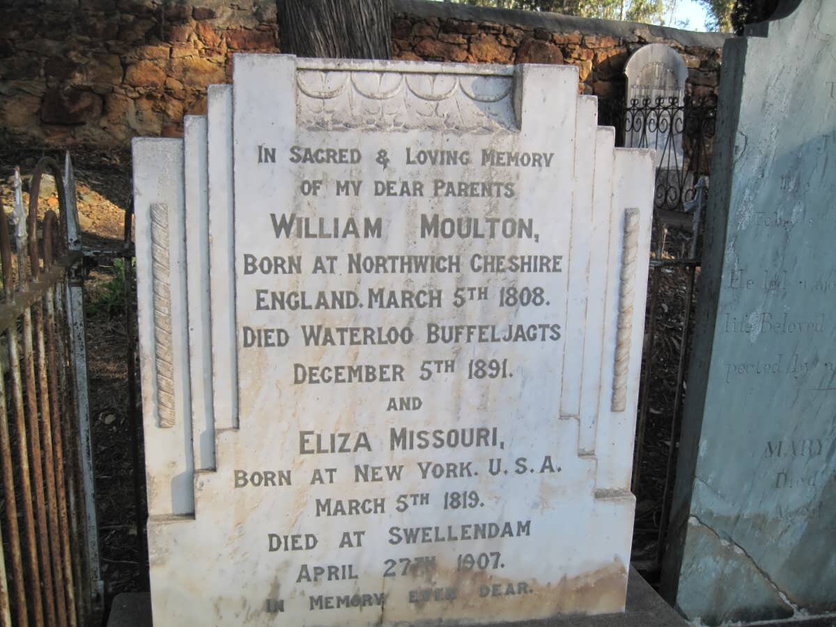 MOULTON William 1808-1891 &amp; Eliza MISSOURI 1819-1907