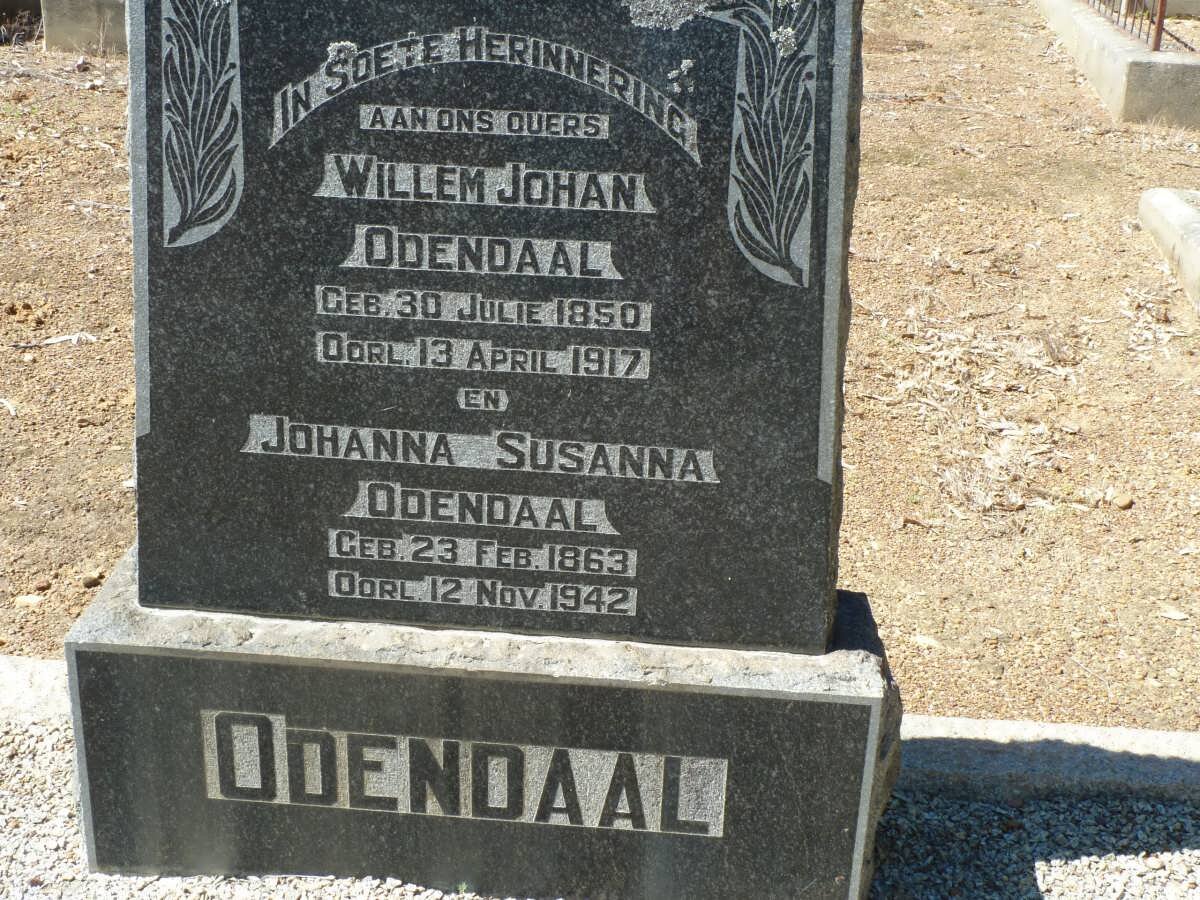 ODENDAAL Willem Johan 1850-1917 &amp; Johanna Susanna 1863-1942