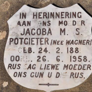 POTGIETER Jacoba M.S. nee WAGNER 1881-1958