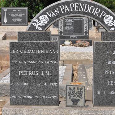 PAPENDORP Petrus J.M., van 1913-1972 &amp; Petronella Hendrina 1920-2006