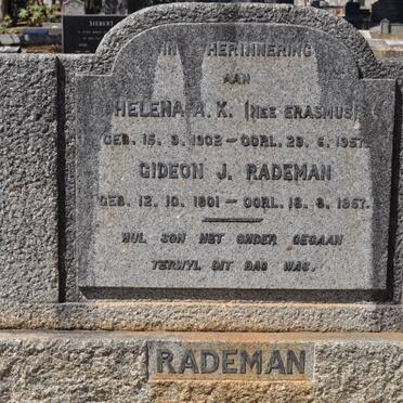 RADEMAN Gideon J. 1901-1957 &amp; Helena K. ERASMUS 1902-1957