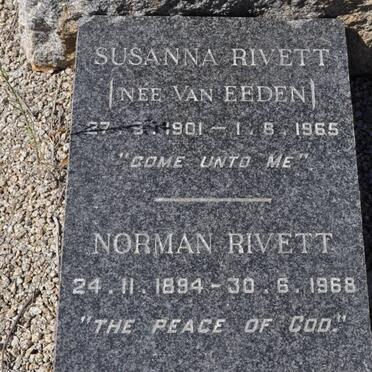 RIVETT Norman 1894-1968 &amp; Susanna VAN EEDEN 1901-1965