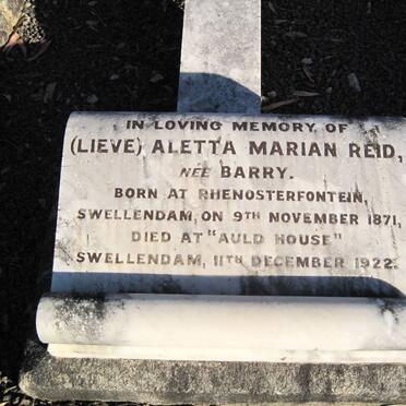 REID Aletta Marian nee BARRY 1871-1922