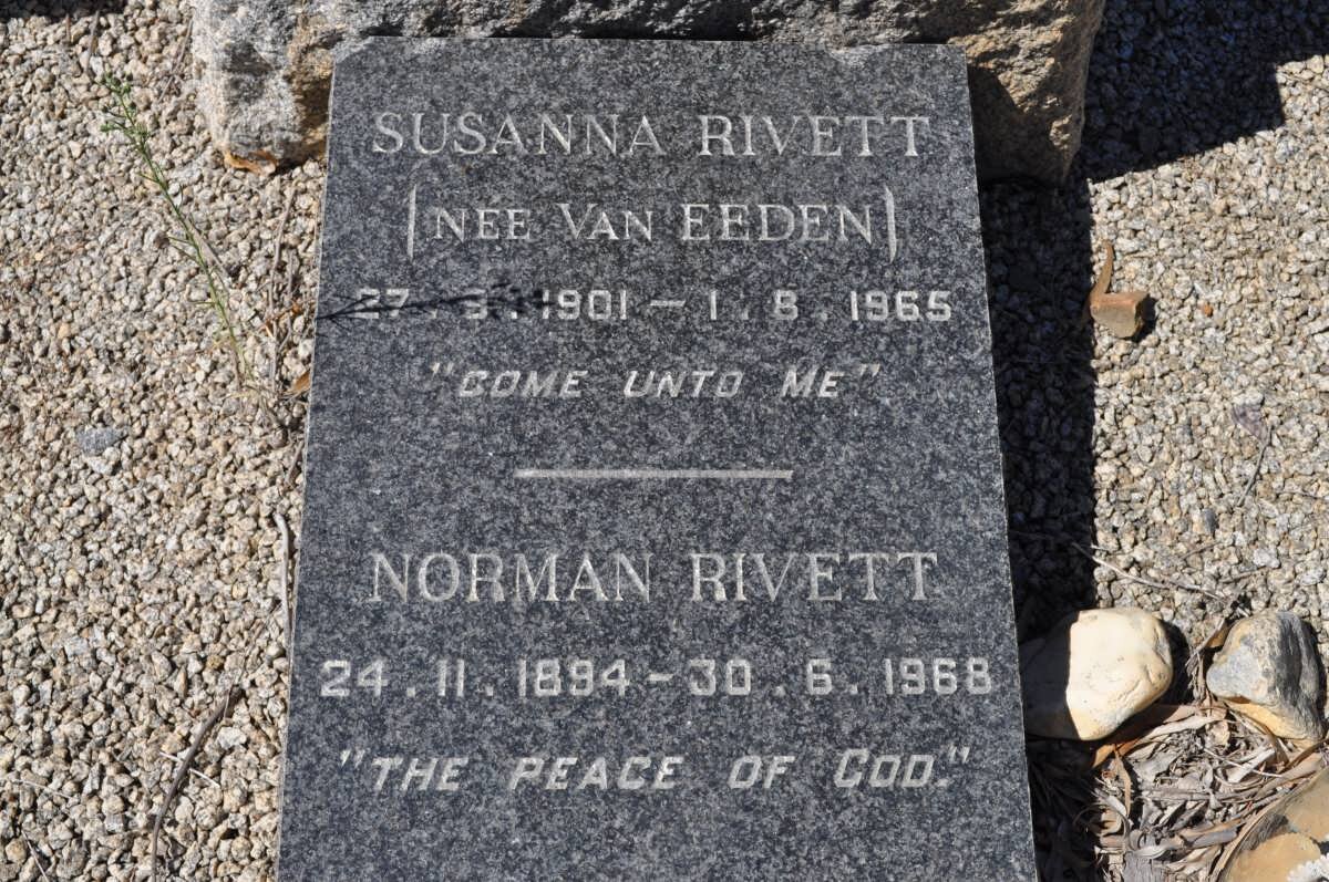 RIVETT Norman 1894-1968 &amp; Susanna VAN EEDEN 1901-1965