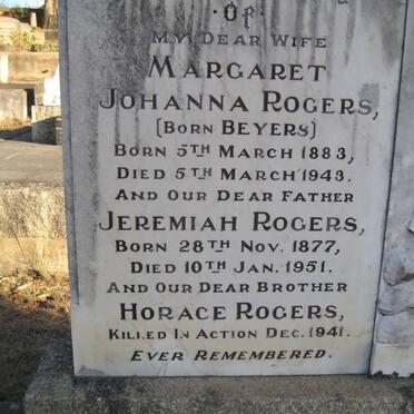 ROGERS Jeremiah 1877-1951 &amp; Margaret Johanna BEYERS 1883-1943 :: ROGERS Horace -1941