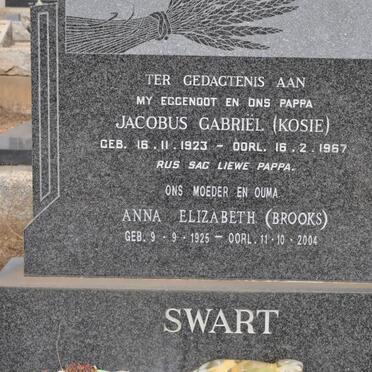SWART Jacobus Gabriël 1923-1967 &amp; Anna Elizabeth BROOKS 1925-2004