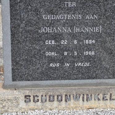 SCHOONWINKEL Johanna 1894-1968