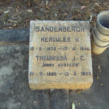 SANDENBERGH Hercules V. 1876-1946 &amp; Theunissa J.C. EKSTEEN 1889-1957