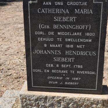 SIEBERT Johannes Hendricus 1795- &amp; Catherina Maria BENNINGHOFF 