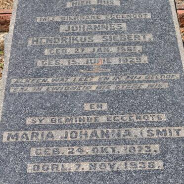 SIEBERT Johannes Hendrikus 1861-1929 &amp; Maria Johanna SMIT 1873-1936