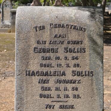 SOLMS George 1854-1920 &amp; Magdalena JOUBERT 1850-1922