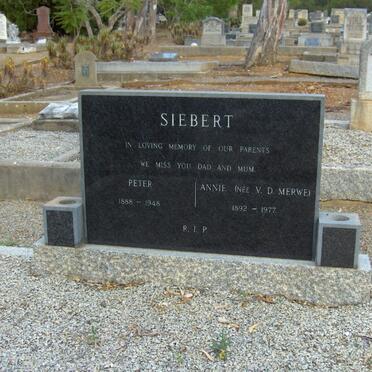 SIEBERT Peter 1888-1946 &amp; Annie V.D. MERWE 1892-1977