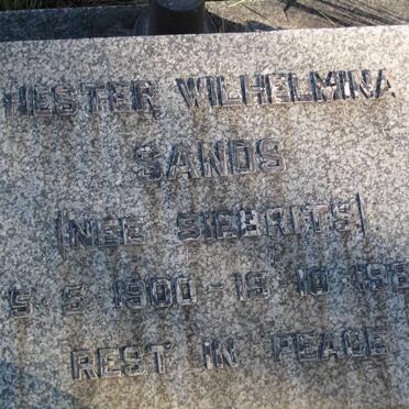 SANDS Hester Wilhelmina nee SIEBRITS 1900-1985