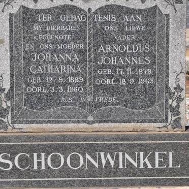 SCHOONWINKEL Arnoldus Johannes 1879-1963 &amp; Johanna Catharina 1889-1960