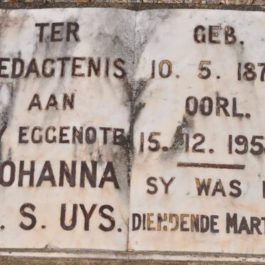 UYS Johanna H.S. 1871-1958