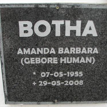 BOTHA Amanda Barbara nee HUMAN 1955-2008