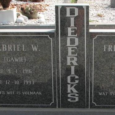 DIEDERICKS Gabriel W. 1916-1993 &amp; Frederika H. 1921-1993