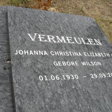 VERMEULEN Johanna Christina Elizabeth nee WILSON 1930-2006