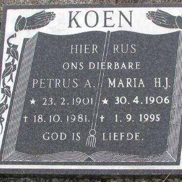 KOEN Petrus A. 1901-1981 &amp; Maria H.J. 1906-1995